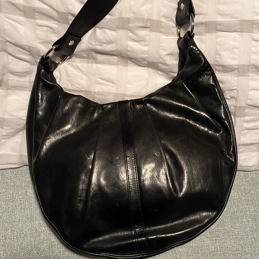 YSL, Yves St Laurent Rive Gauche black hobo bag.